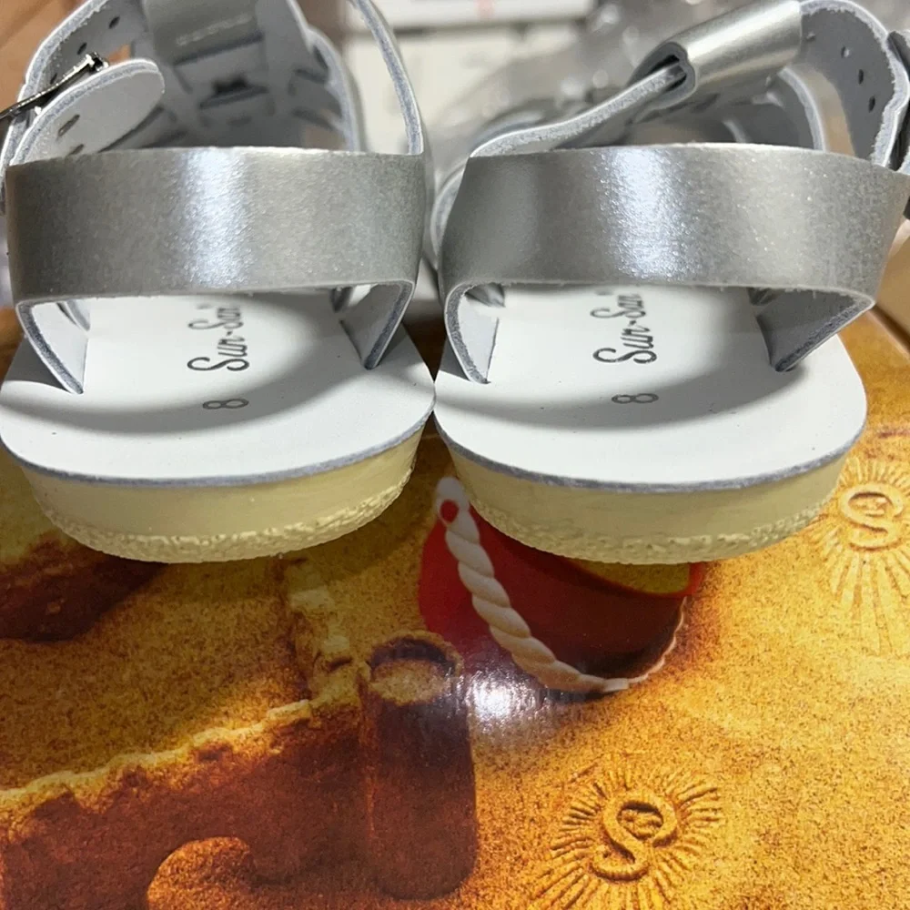 AUTH NIB Salt Water Sandal by Hoy Shoes Sun-San - Sailors SILVER